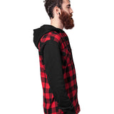 'Vegan' print checked flannel hoodie