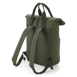 'Vegan as fuck' twin handle roll top backpack