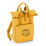 'Vegan as fuck' twin handle roll top backpack