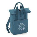 'Vegan as fuck' twin handle roll top backpack